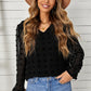 Swiss Dot Balloon Sleeve V-Neck Blouse