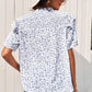 Floral Smocked Ruffle Shoulder Tie Neck Top