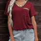 Glitter V-Neck Short Sleeve Tee Shirt