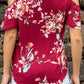 Floral Cold-Shoulder Round Neck Top