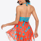 Two-Tone Halter Neck Swim Dress and Bottoms Set