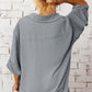 Textured Johnny Collar Three-Quarter Sleeve Blouse