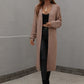 Horizontal Ribbing Dropped Shoulder Cardigan