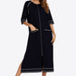 Zip Up Slit Night Dress with Pockets