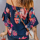 Printed Off-Shoulder Flounce Sleeve Top