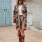 Geometric Open Front Longline Cardigan with Pockets