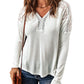 Ribbed V-Neck Spliced Lace Top