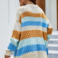 Color Block Drop Shoulder Open Front Cardigan
