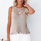 Openwork Tassel Hem Knit Tank