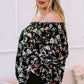 Plus Size Floral Frilled Off-Shoulder Blouse