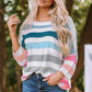 Striped Round Neck Sweater with Breast Pocket