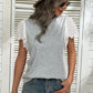 Two-Tone Eyelet Flutter Sleeve Spliced Top