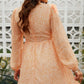 Ditsy Floral Cutout Drawstring Detail Puff Sleeve Dress