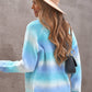 Tie-Dye Cable-Knit Raglan Sleeve Open Front Cardigan