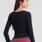 Notched Neck Ruched Sports Top