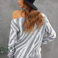 Zebra Print Mock Neck Cold Shoulder Sweater