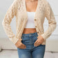 Openwork V-Neck Buttoned Knit Top