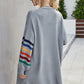 Multicolored Stripe Open Front Longline Cardigan
