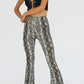 Snakeskin Print Flare Pants