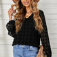 Swiss Dot Balloon Sleeve V-Neck Blouse