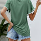 Pom-Pom Trim Flutter Sleeve Round Neck Tee