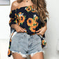 Floral Print Off-Shoulder Flounce Sleeve Blouse
