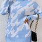 Houndstooth Long Sleeve Turtleneck Sweater