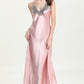 Full Size Lace Trim V-Neck Spaghetti Strap Satin Night Dress