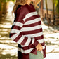 Striped Drop Shoulder Side Slit Sweatshirt