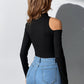 Mock Neck Cold-Shoulder Bodysuit
