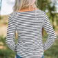 Striped Contrast Trim Quarter Snap T-Shirt