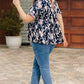 Floral V-Neck Tied Babydoll Blouse