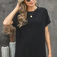 Round Neck Short Sleeve Solid Color Tee