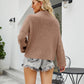 Rib-Knit Dropped Shoulder Mock Neck Sweater
