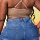Plus Size Frilled Tie-Front Cropped Swim Top