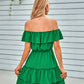 Ruffled Off-Shoulder Tied Dress