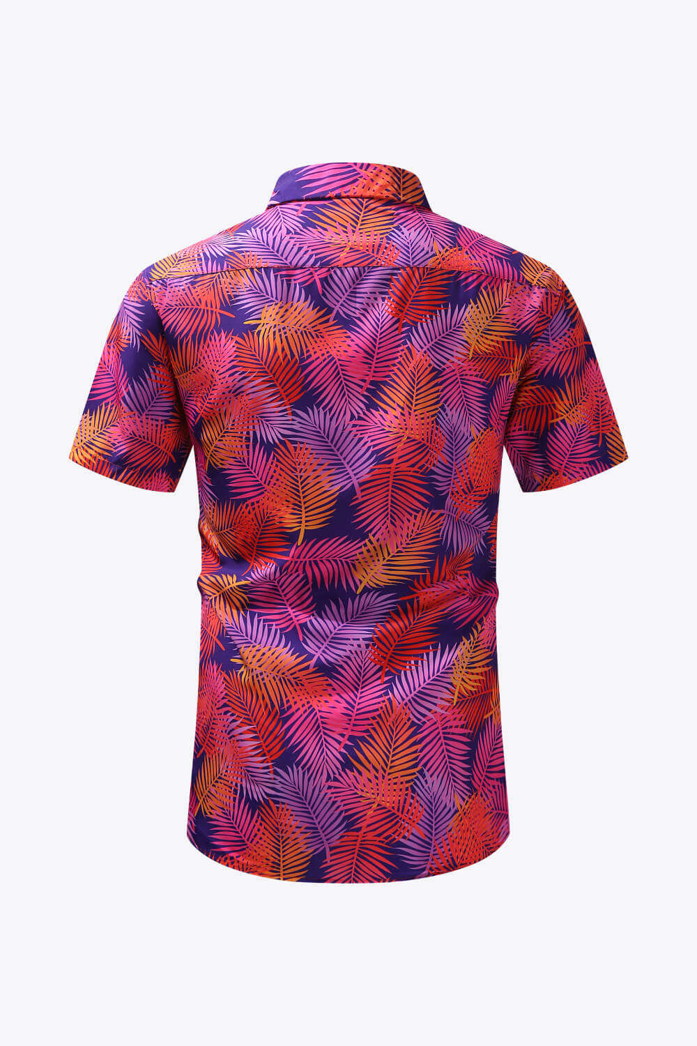 Botanical Print Button-Front Short Sleeve Pocket Shirt