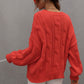Cable-Knit Openwork Round Neck Sweater
