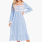 Contrast Lace Trim Ruffle Hem Square Neck Night Dress