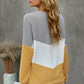Color Block Chevron Waffle Pullover Sweatshirt