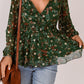 Floral Surplice Peplum Blouse