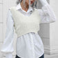 Cable-Knit Deep V Cropped Knit Vest