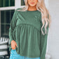 Round Neck Raglan Sleeve Babydoll Top