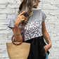 Leopard Color Block Babydoll Tee Shirt