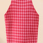 Plaid Round Neck Sleeveless Knit Top