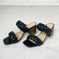 SODA Interwoven Ideas Braided Strap Block Heel Slide Sandal in Black