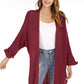 Open Front Slit Exposed Seam Cardigan