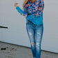 Floral V-Neck Long Sleeve Top