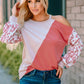 Leopard Color Block Cold-Shoulder Top