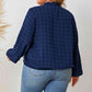 Plus Size Tie Neck Balloon Sleeve Blouse